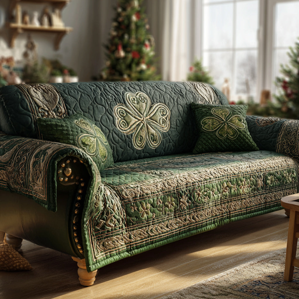 Enchanted Mossy Glade Quilted Sofa Cover Furniture Covers For Sofas Saint Patty's Day Gifts