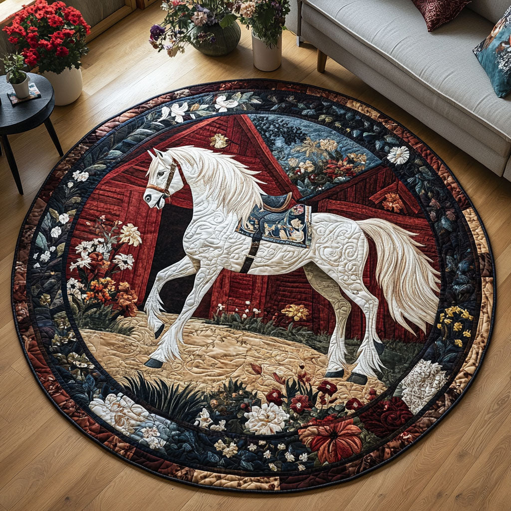 Equine Retreat Quilted Round Mat Entryway Decor Equestrian Christmas Gifts