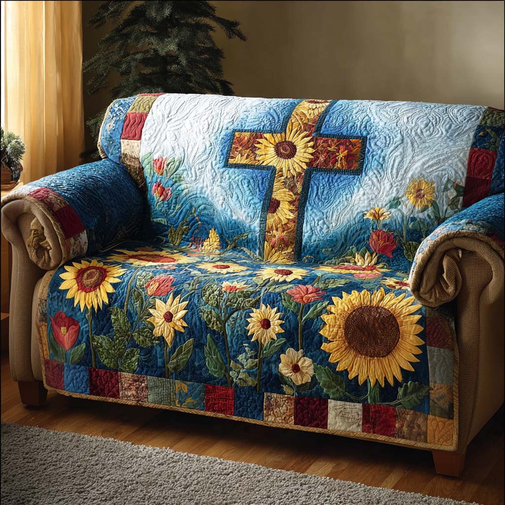 Eternal Cross Shine Quilted Sofa Cover Couch And Sofa Covers Unusual Christian Gifts