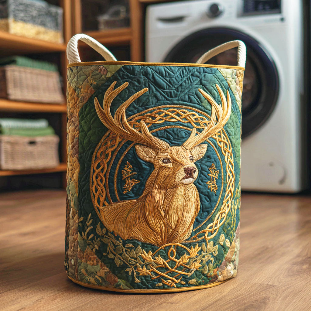 Eternal Deer Spiral Quilted Laundry Basket Charming Quilted Laundry Basket Gift for Cozy Homes