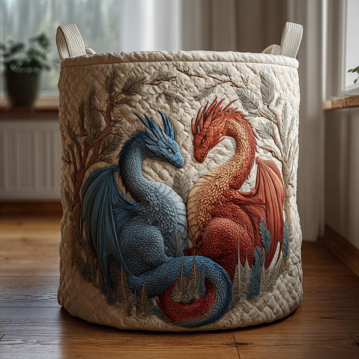 Eternal Flame Love Quilted Laundry Basket Good Basket Fabric Best Gift Housewarming