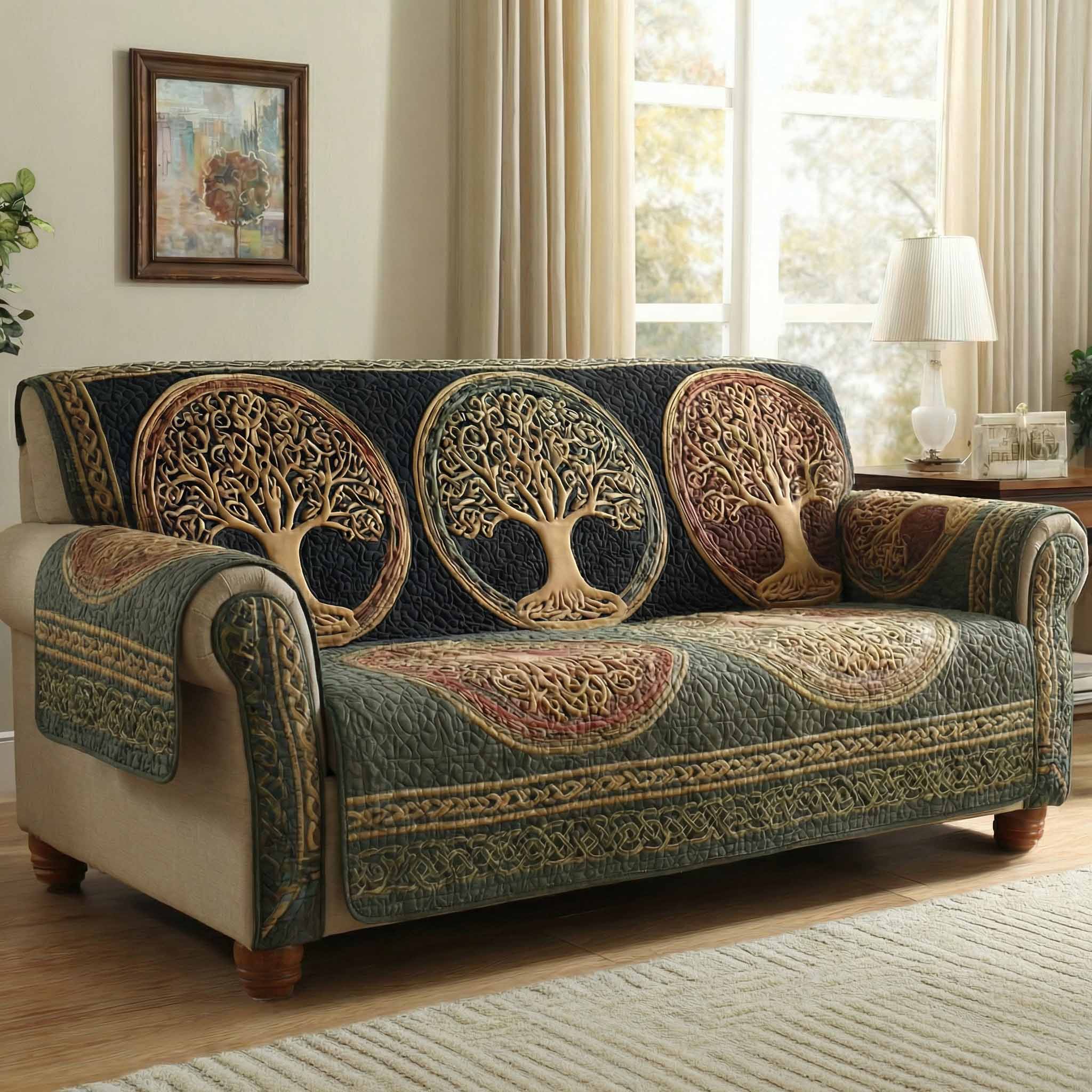 Eternal Orchard Quilted Sofa Cover Couch Cushion Covers Tree Of Life Gifts For Women