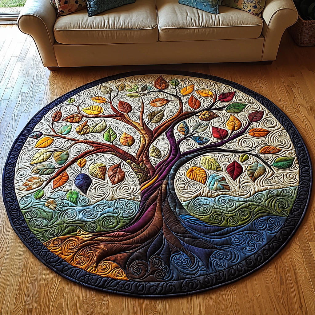 Eternal Roots Quilted Round Mat Foyer Christmas Decor Gifts To Get Your Mom For Christmas