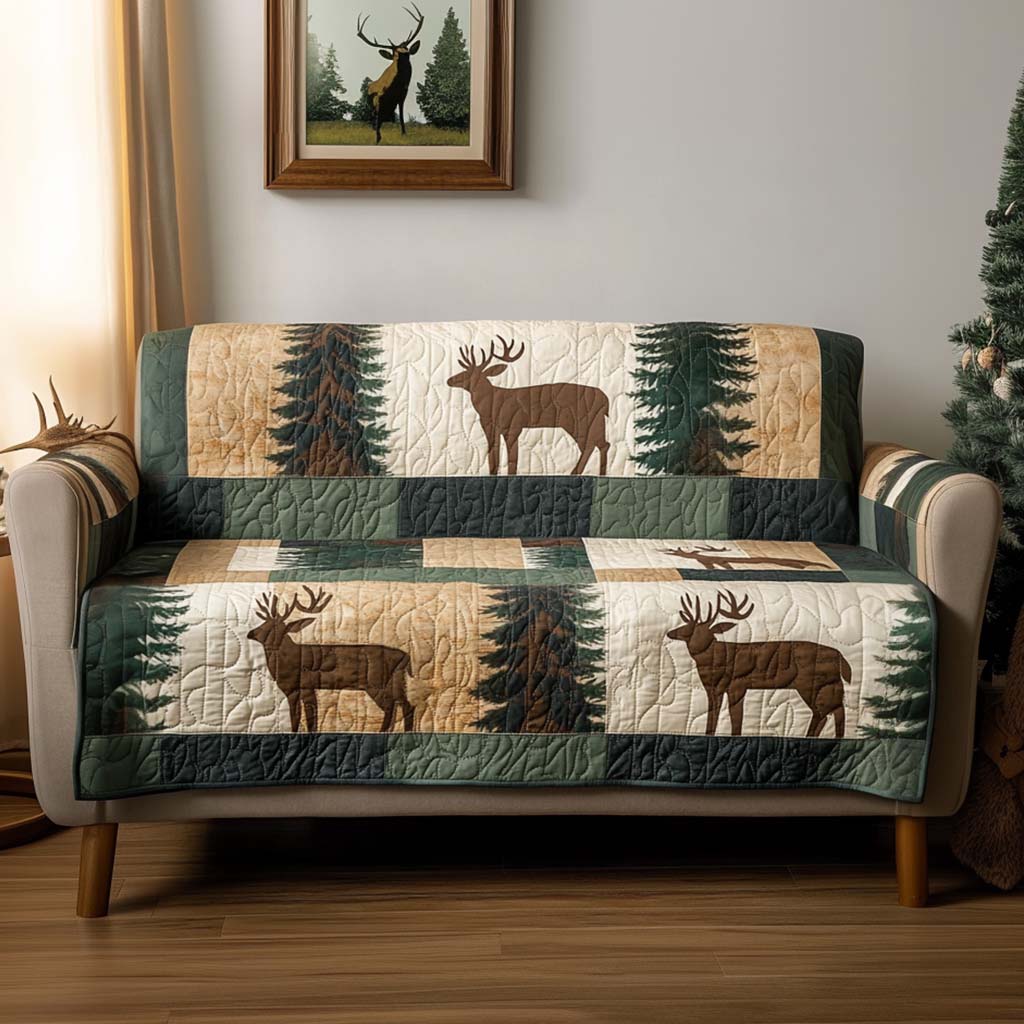 Evergreen Calm Quilted Sofa Cover Couch Protector Good Gifts For Deer Hunters
