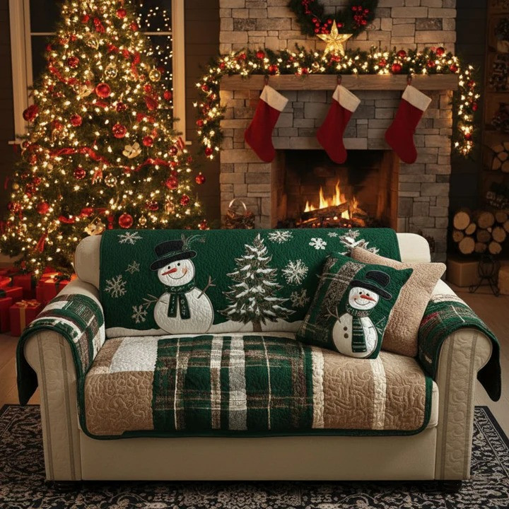 Evergreen Festive Nights Quilted Sofa Cover Christmas Holiday Furniture Protector Best Xmas Gift