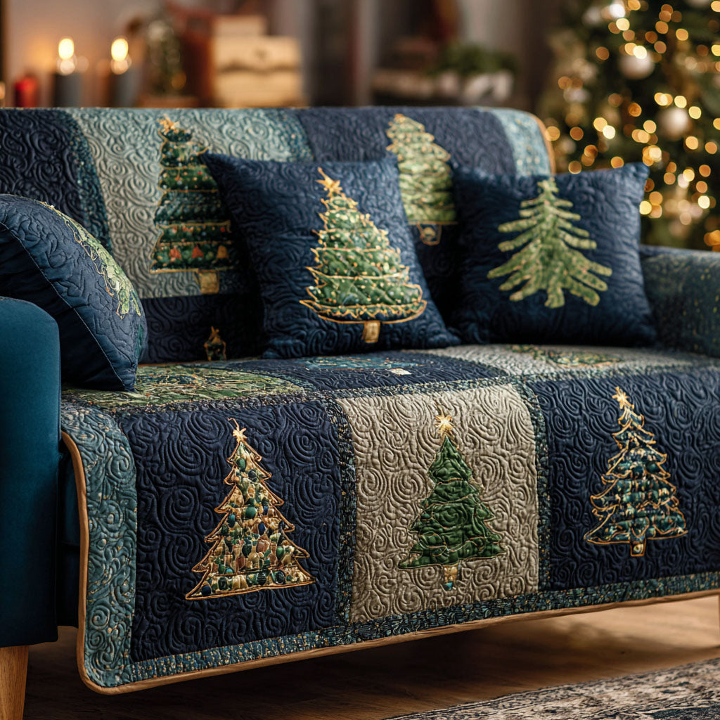 Evergreen Harmony Quilted Sofa Cover Holiday Living Decorations Family Gift Ideas
