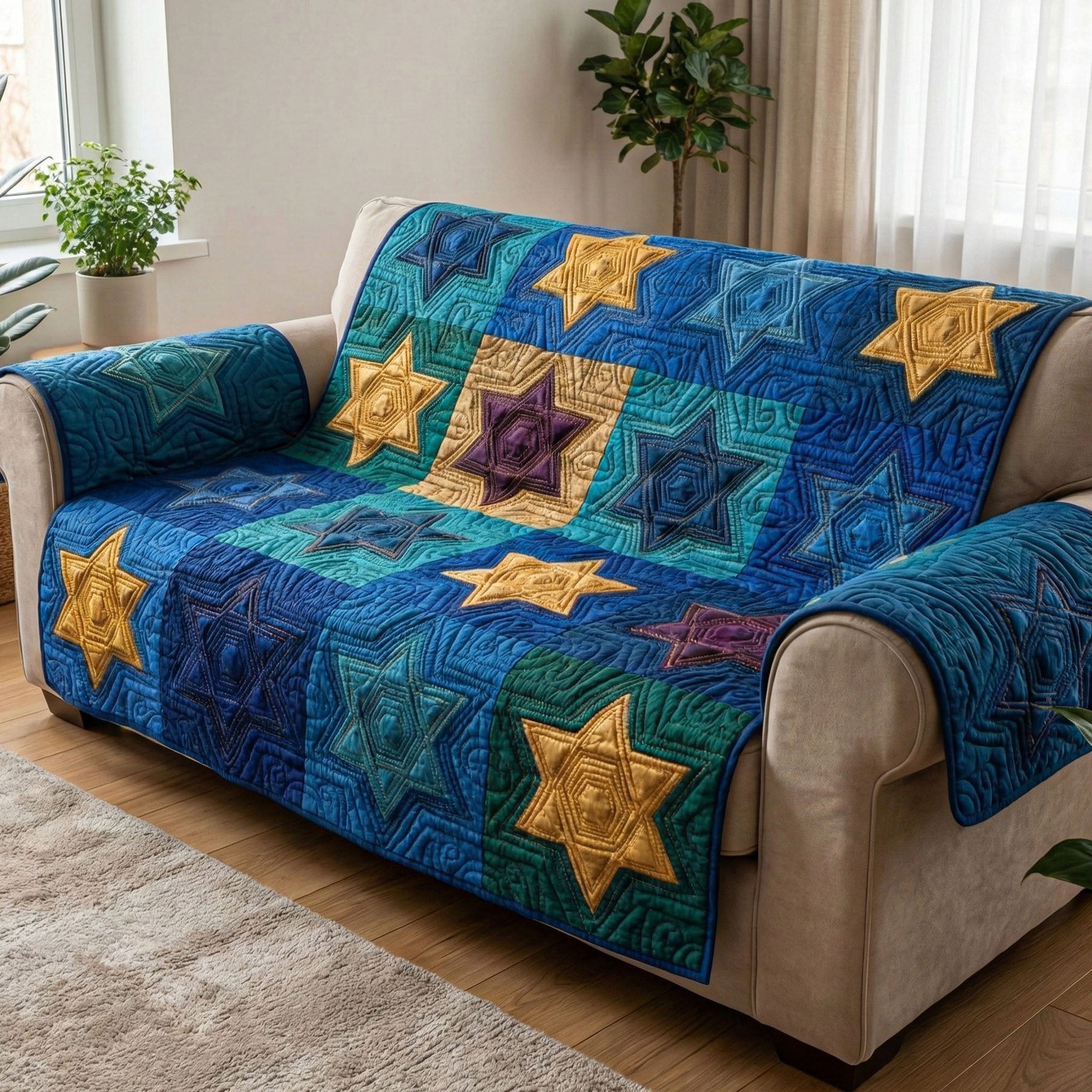 Everlasting Star Quilted Sofa Cover Best Sofa Slipcovers Best Jewish Gifts
