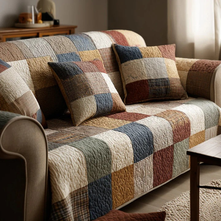 Everyday Cozy Quilted Sofa Cover Farmhouse Patchwork Furniture Protector Best Home Decor Gift
