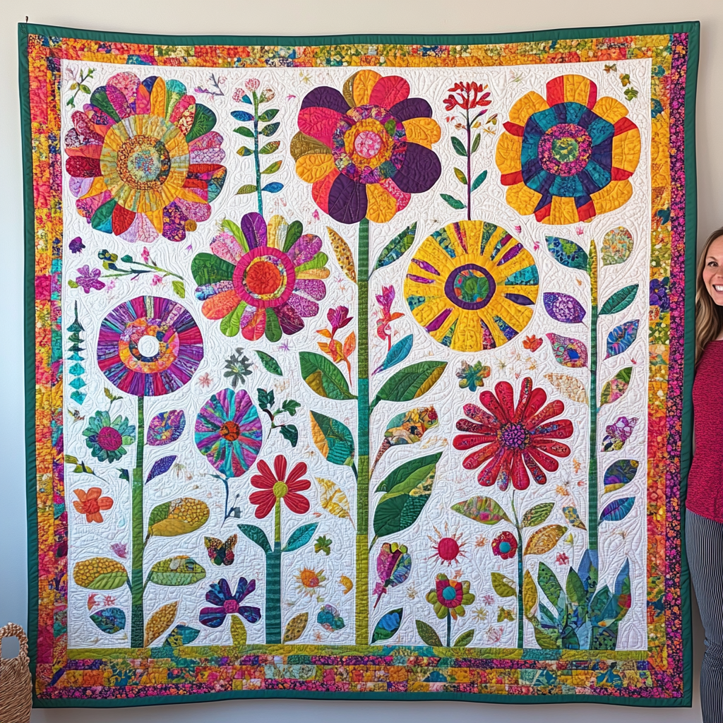 Eye-catching Flowers Quilted Blanket Bedroom Ideas Mothers Day Gift For Sister