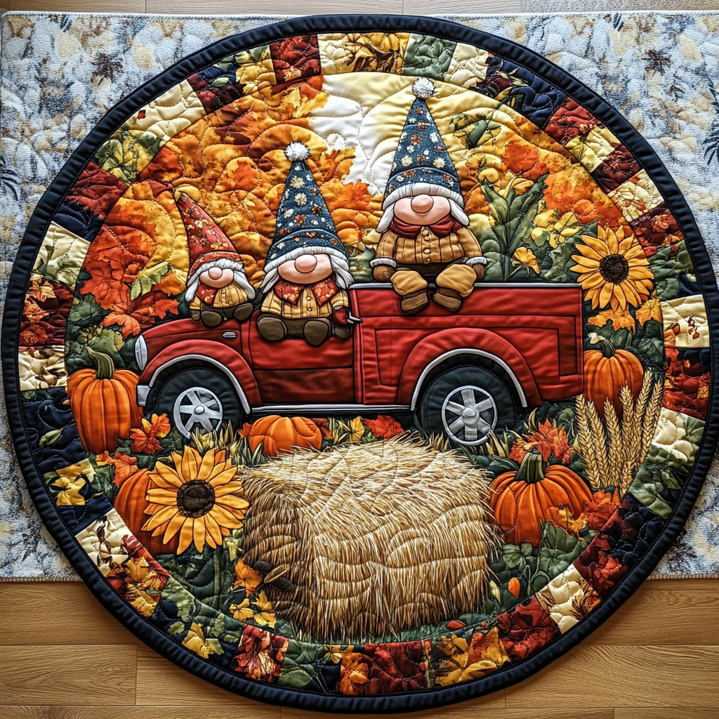 Fall Harmony Quilted Round Mat Entrance Way Ideas Gift Ideas For Farm Dad