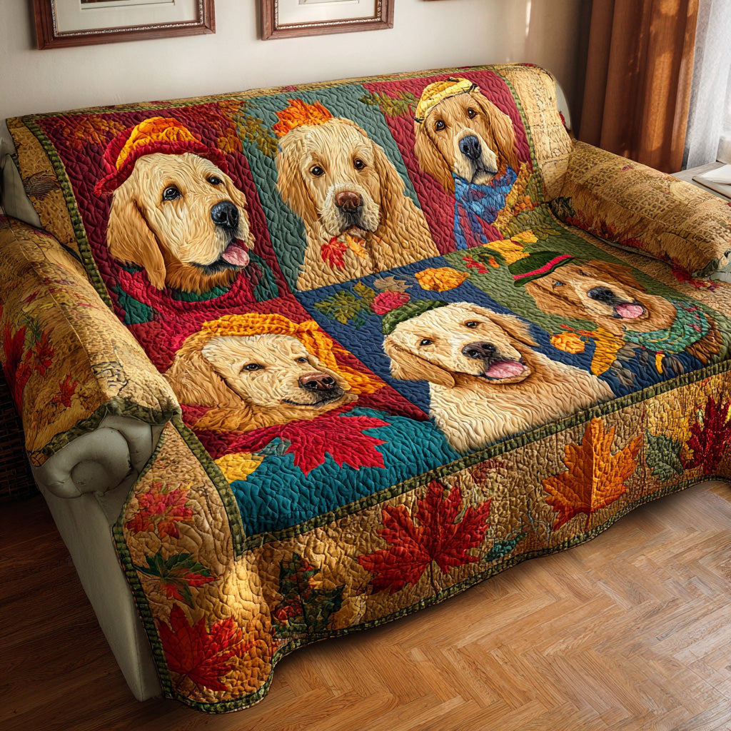 Fall Retriever Quilted Sofa Cover Home Decorattions Best Presents For Dog Lovers