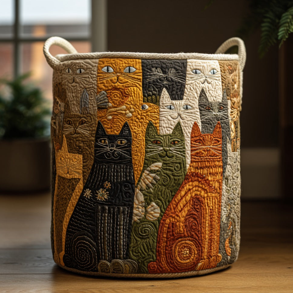 Fancy Cats Quilted Laundry Basket Cute Laundry Basket Fabric New House Gift Items
