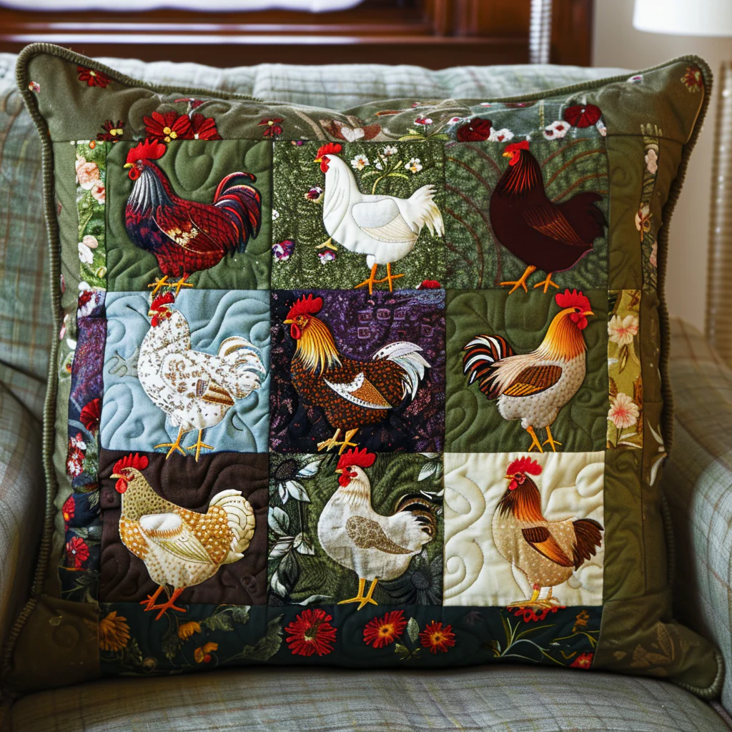 Farm Fresh Chicken Quilted Pillow Case Square Pillow Cases Present For Him