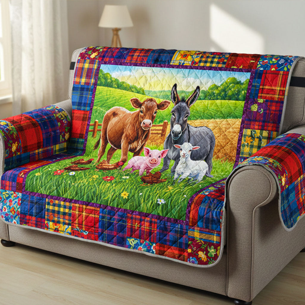 Farm Friends Quilted Sofa Cover Best Couch Covers Best Present For A Farmer