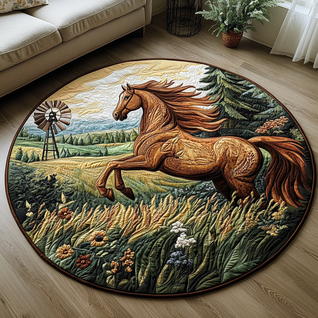 Farm Horse Quilted Round Mat Foyer Decor Ideas Horse Gifts For Women