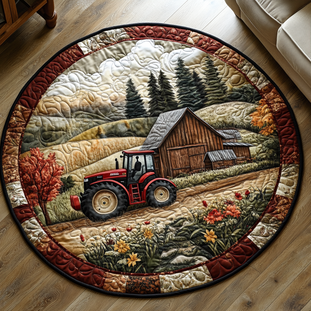 Farm Quilted Round Mat Outdoor Decor Unique Gifts For Farmers