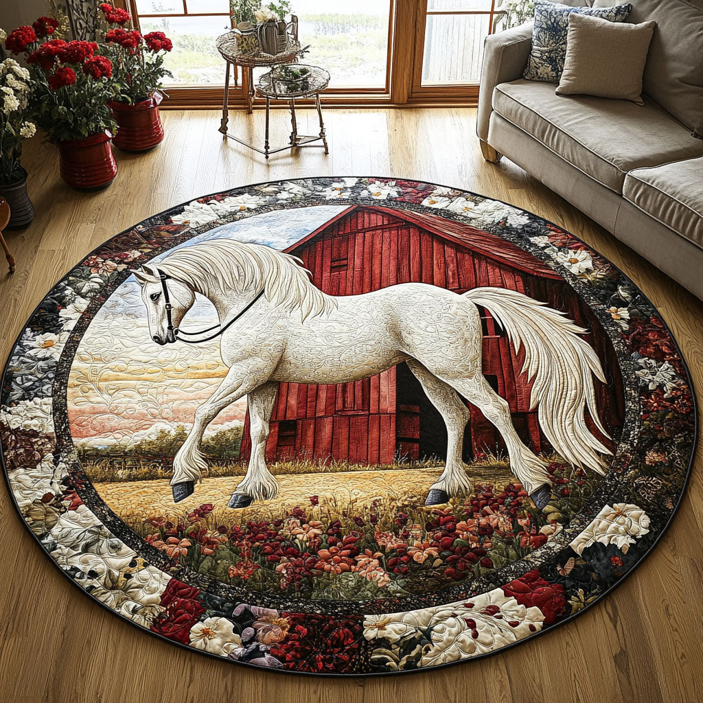 Farmstead Rider Quilted Round Mat Entryway Decor Best Gifts For Horse Lovers