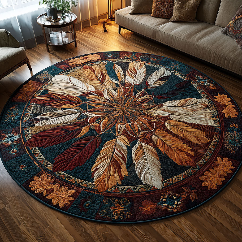 Feathered Dream Quilted Round Mat Christmas Decor For Entryway Farmer Dad Christmas Gifts