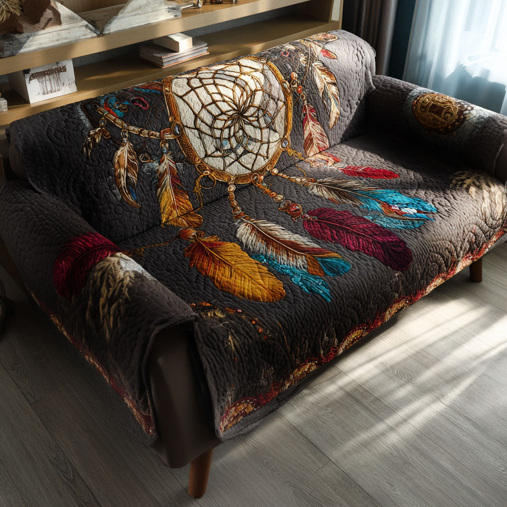 Feathered Silence Quilted Sofa Cover Couch Cover Native American Christmas Gift Ideas