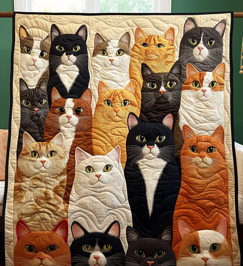 Feline Collection Quilted Blanket Over The Bed Decor Womens Cat Gifts