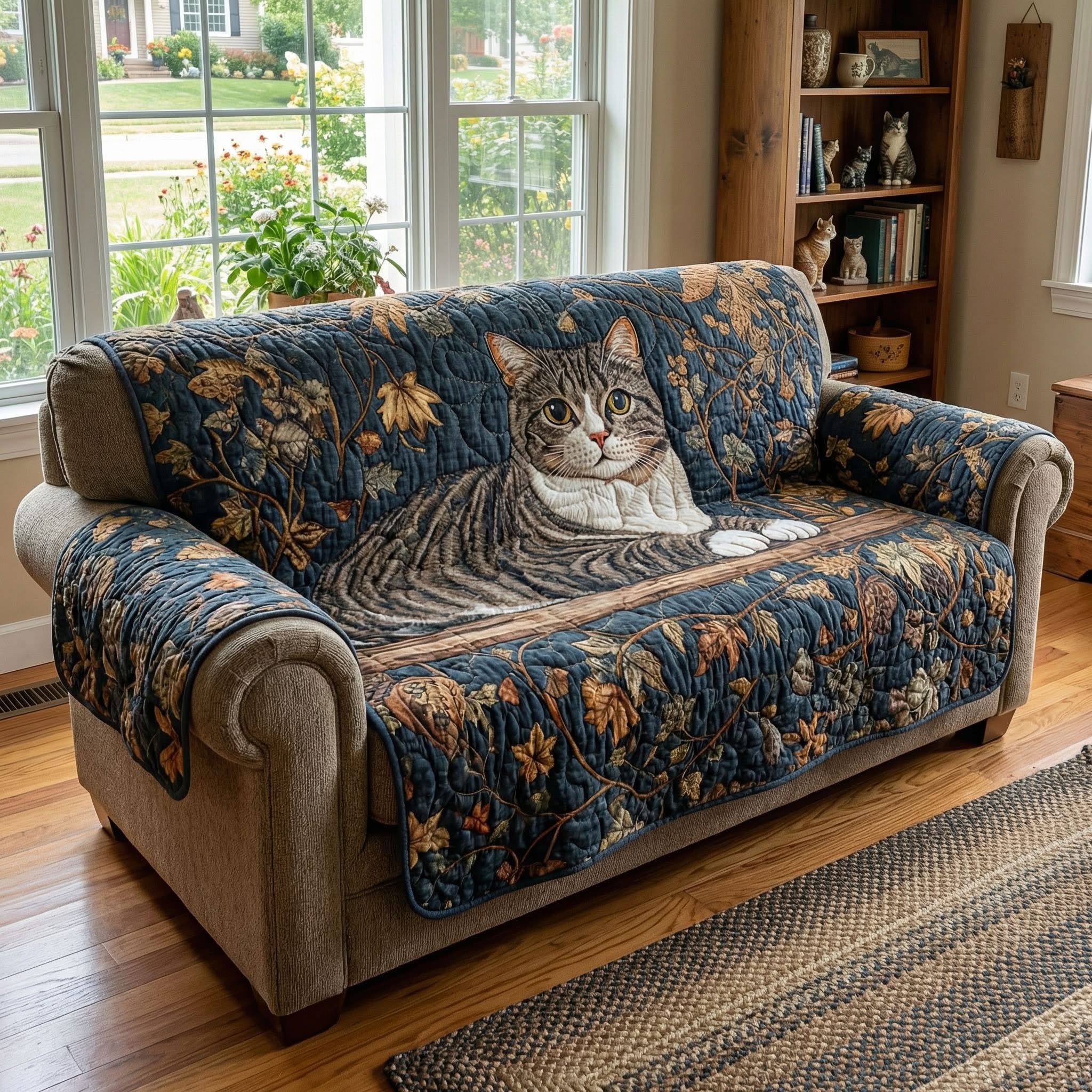 Feline Friend Forever Quilted Sofa Cover Cute Cat Couch Covers Gifts For Cat Mom