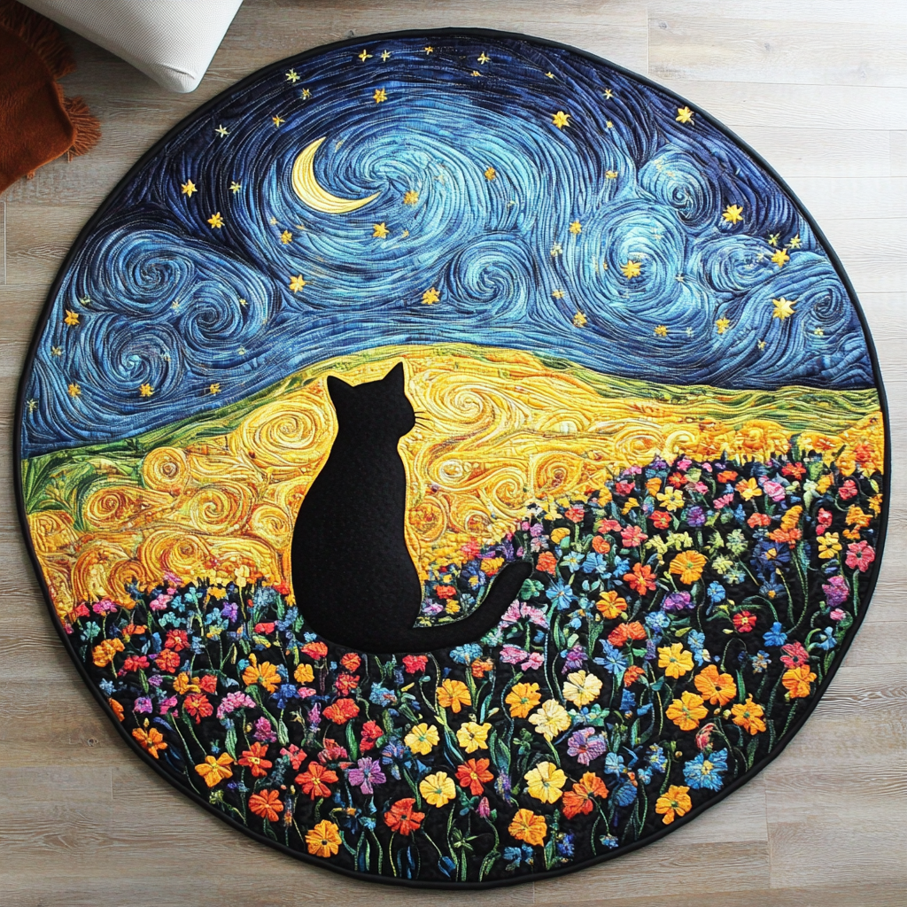 Feline Quilted Round Mat Home Front Door Design Things To Get Your Cat For Christmas