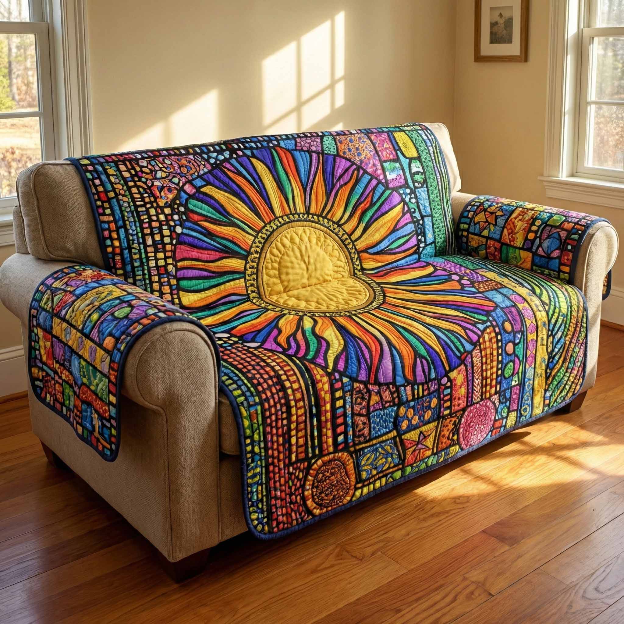 Festival Sun Quilted Sofa Cover Cool Sofa Slipcovers Birthday Presents For Mum