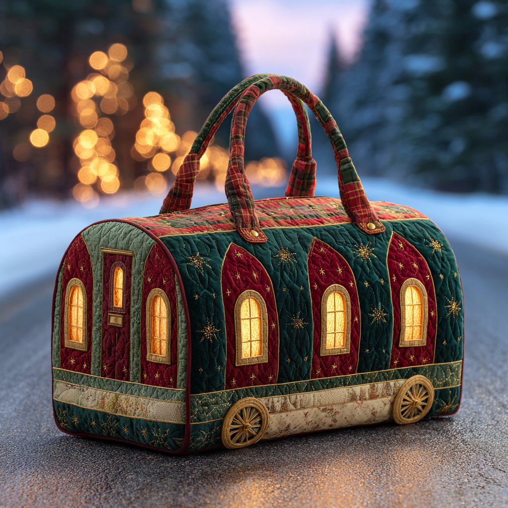 Festive Christmas Train Quilted Duffle Bag Duffel Weekender Bag Christmas Gifts