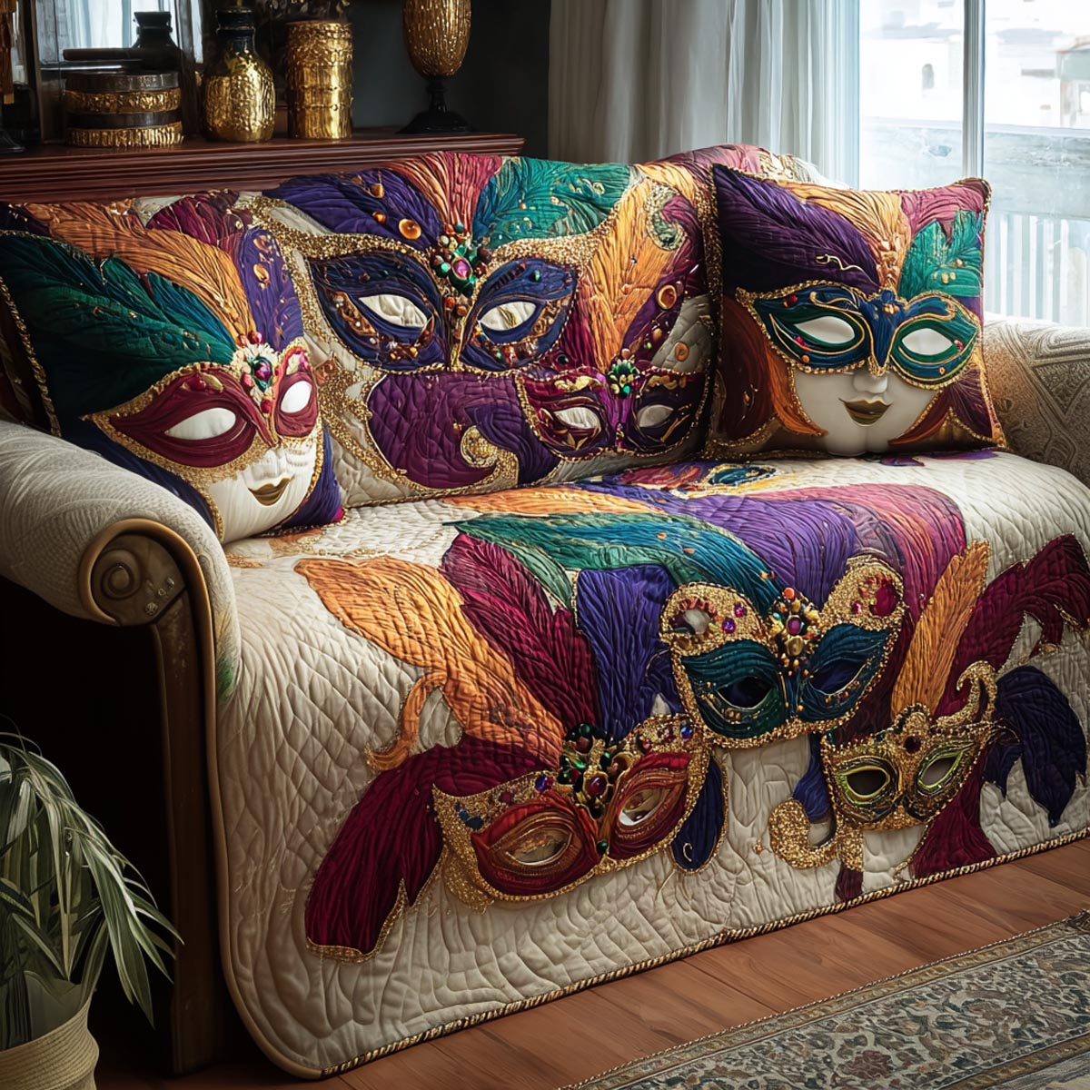 Festive Nights Quilted Sofa Cover Pretty Sofa Covers Mardi Gras Presents