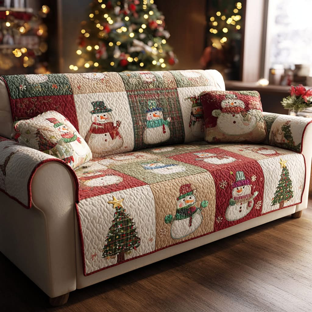 Festive Patchwork Quilted Sofa Cover Couch Covers Christmas Gift Ideas For Relatives