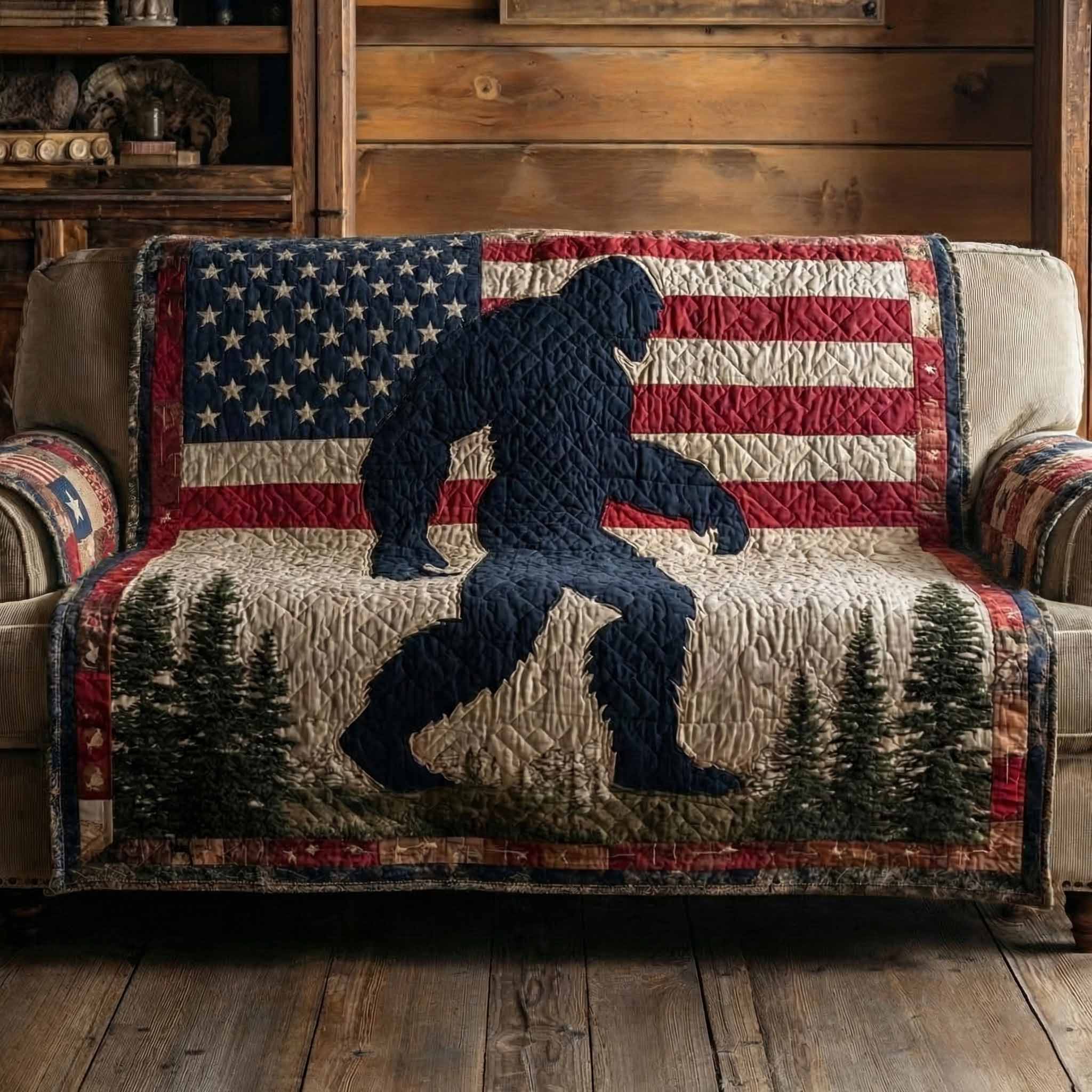 Fireside Giants Quilted Sofa Cover Sofa Couch Slipcover Unique Sasquatch Gifts