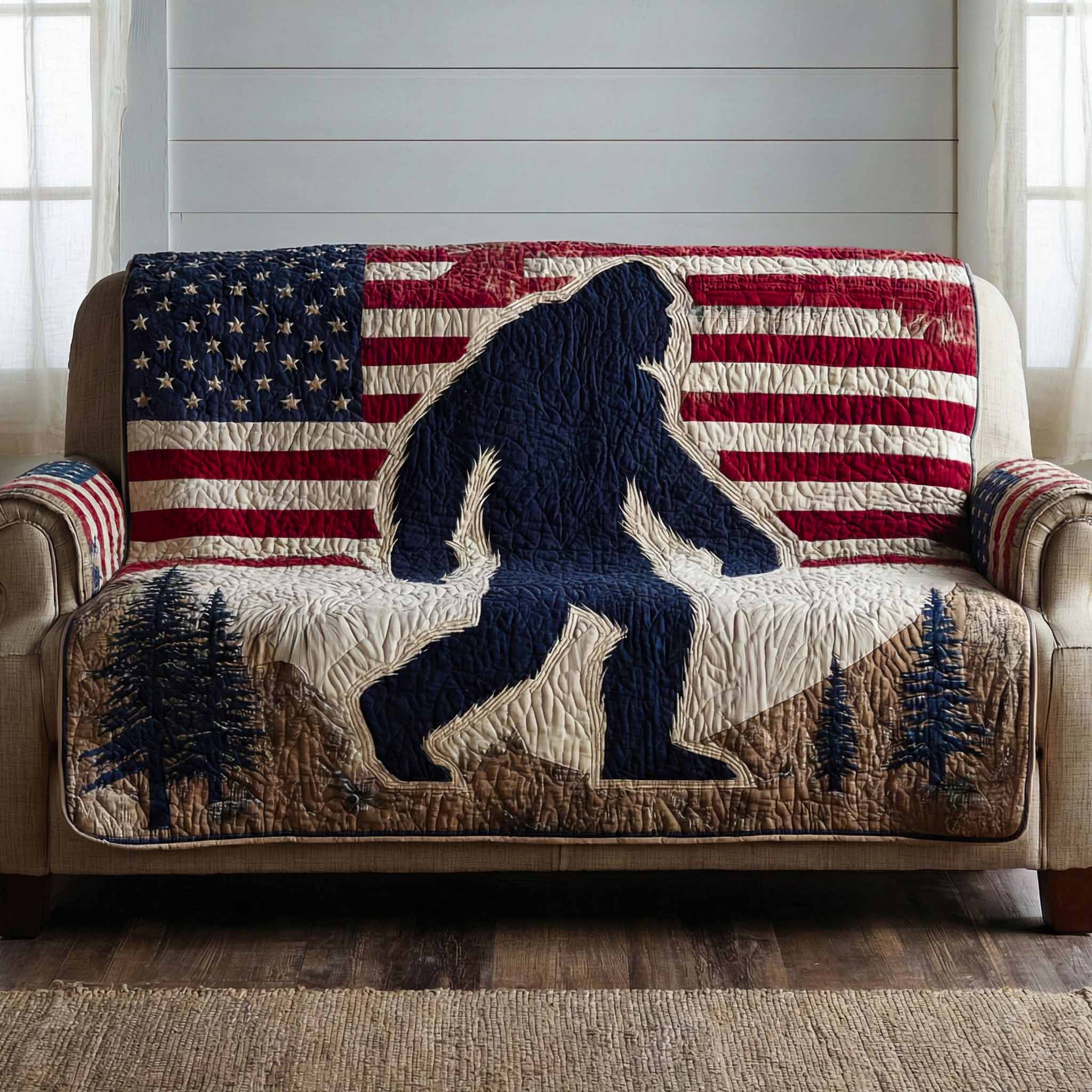 Flagged Legend Quilted Sofa Cover Furniture Couch Covers Sasquatch Gift Ideas