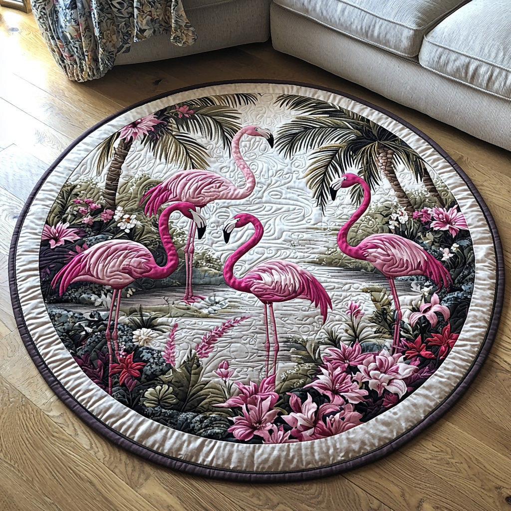 Flamingo Chill Quilted Round Mat Entryway Ideas Farmer Present Ideas