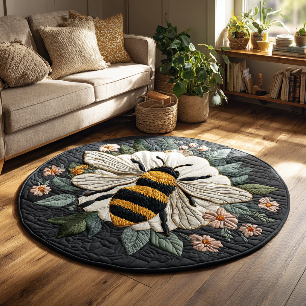 Floral Bee Quilted Round Mat Entrance Way Ideas Presents For Farmer Boyfriend