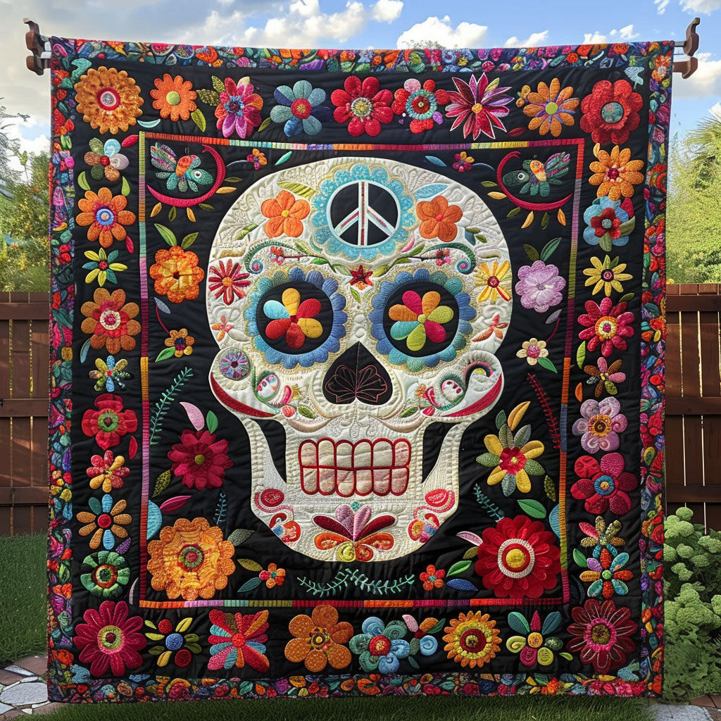 Floral Boho Skeleton Quilted Blanket Best Bedding Sets Unique Dad Gifts For Father's Day
