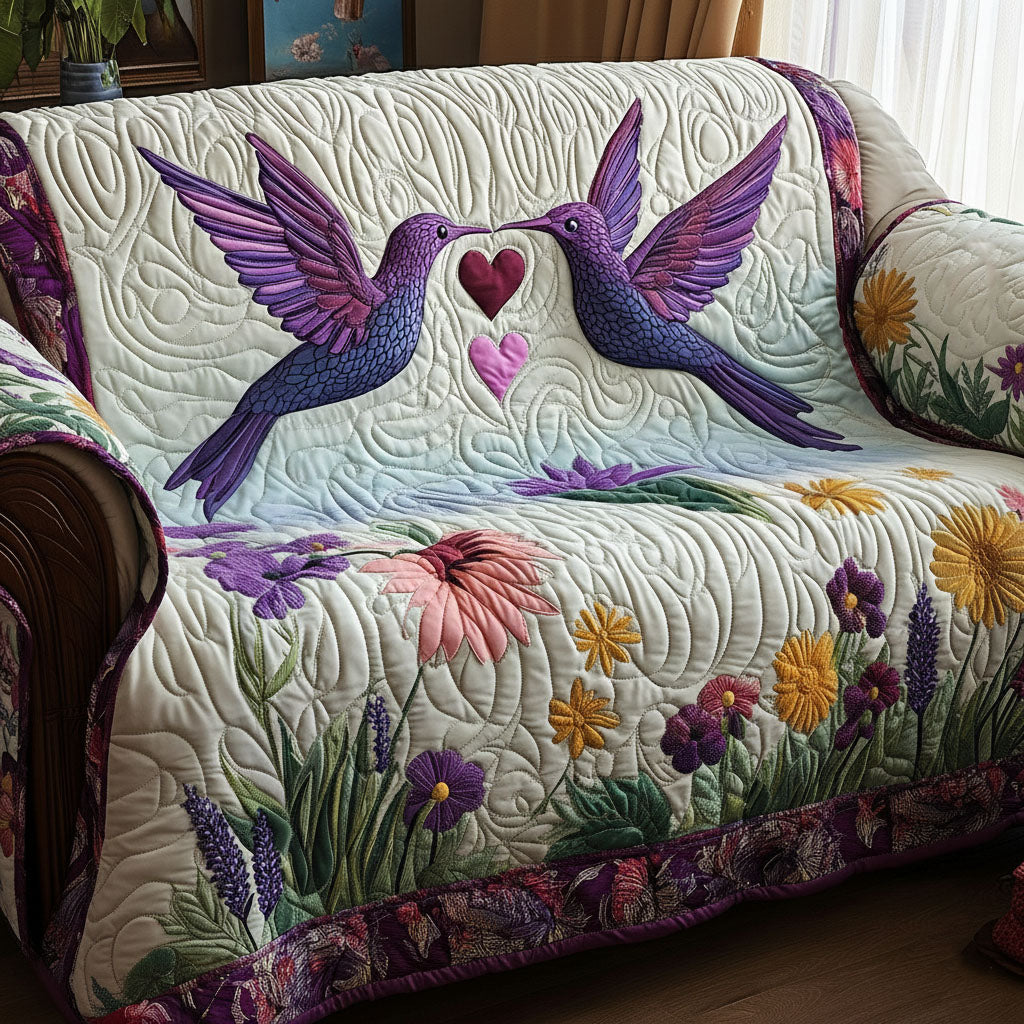 Floral Breeze Quilted Sofa Cover Couch Protector Hummingbird Birthday Gift Ideas