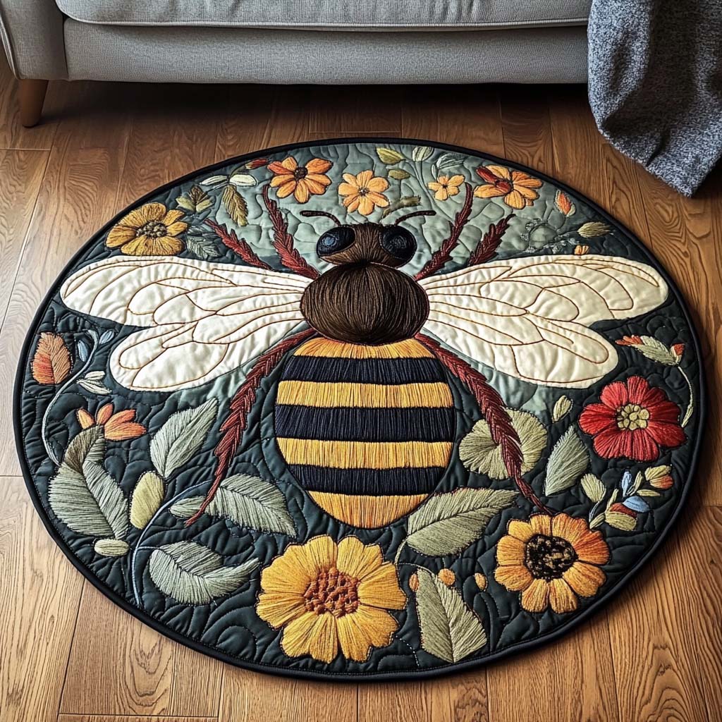 Floral Flight Quilted Round Mat Unique Front Door Decor Best Gifts For Farmers