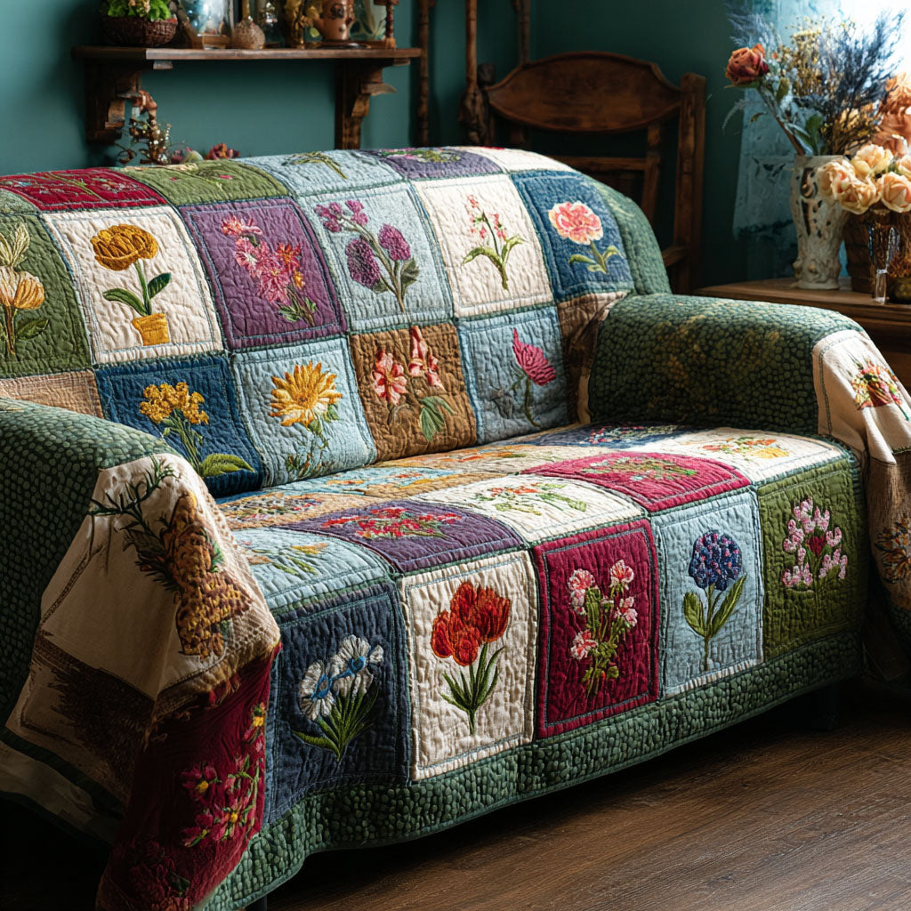 Floral Harmony Quilted Sofa Cover Furniture Covers Awesome Mother's Day Gifts