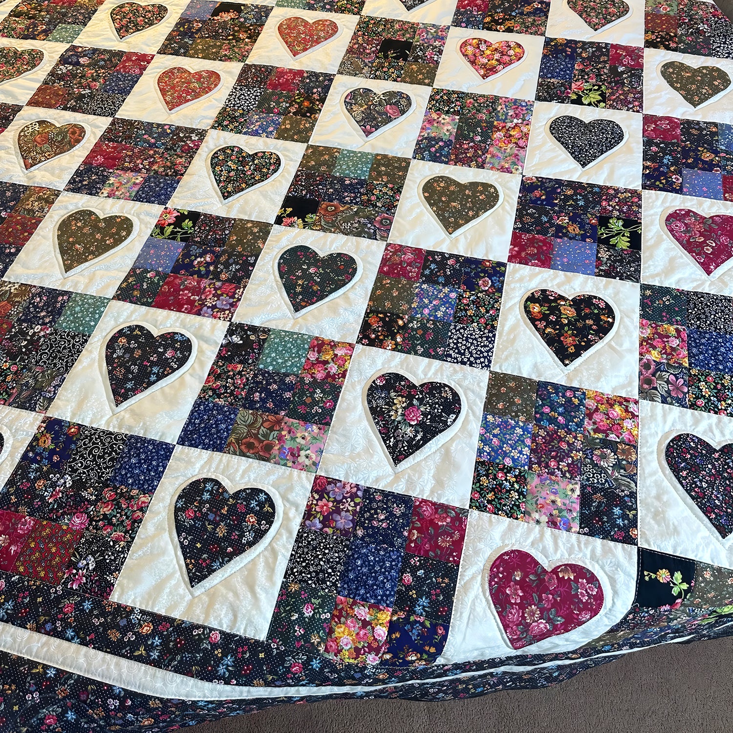 Floral Heart Quilted Blanket Queen Bed Set Birthday Gift Ideas For Mother