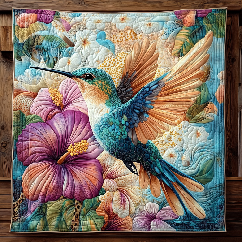 Floral Hummingbird Quilted Blanket Quilt Comforter Sets Hummingbird Gifts For Her