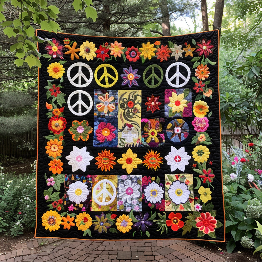 Floral Peace Sign Quilted Blanket Best Bedding Comforter Sets Mother's Day Delivery