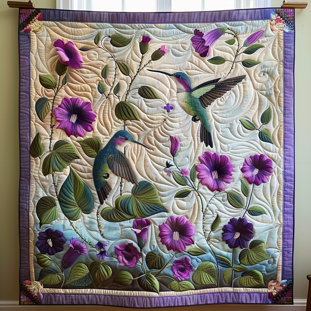 Flower Dance Quilted Blanket Bedroom Decorations Hummingbird Themed Gifts