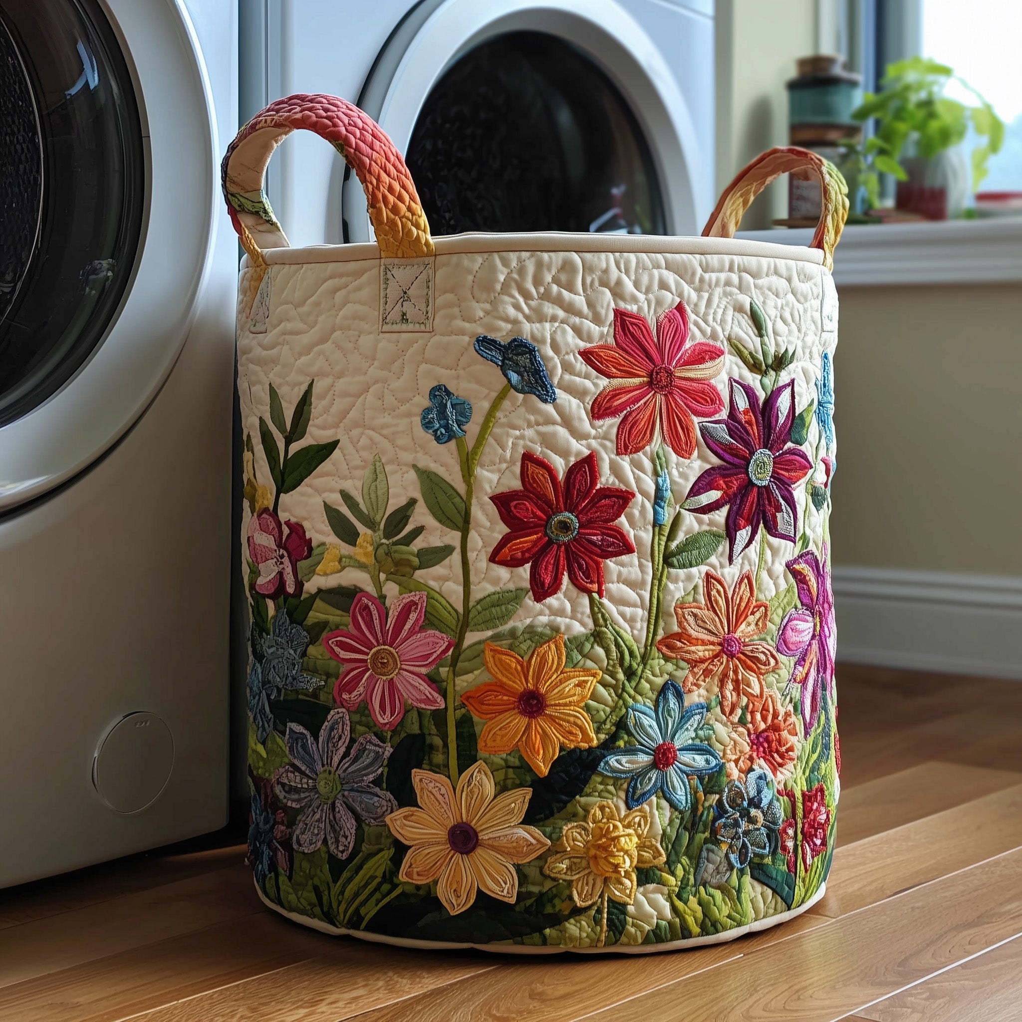 Flower Field Quilted Laundry Basket Lovely Best Present For Flower Fans