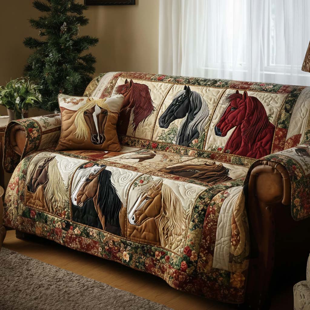 Flowered Spirit Quilted Sofa Cover The Best Sofa Slipcovers Unique Horse Gifts For Ladies
