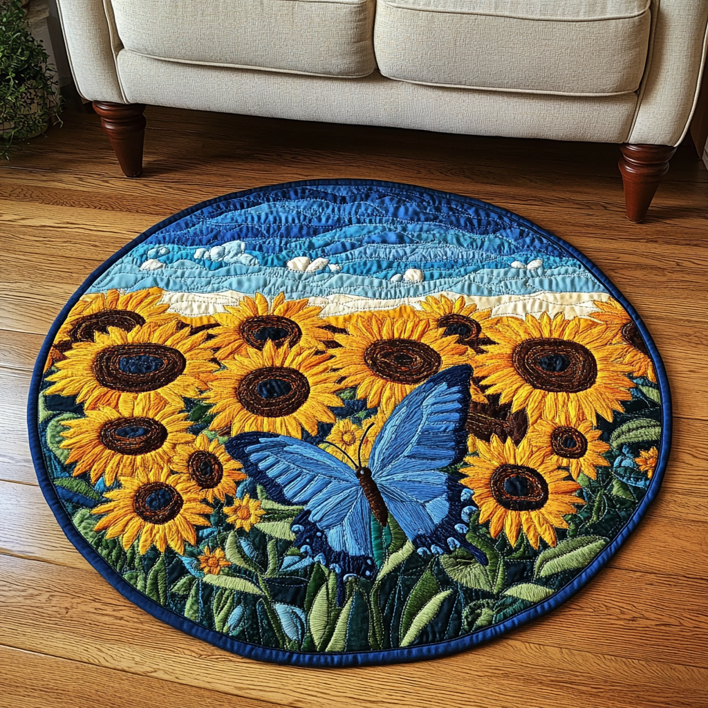 Flutter Grace Quilted Round Mat Entryway Rug Ideas Christmas Gift For Farmers
