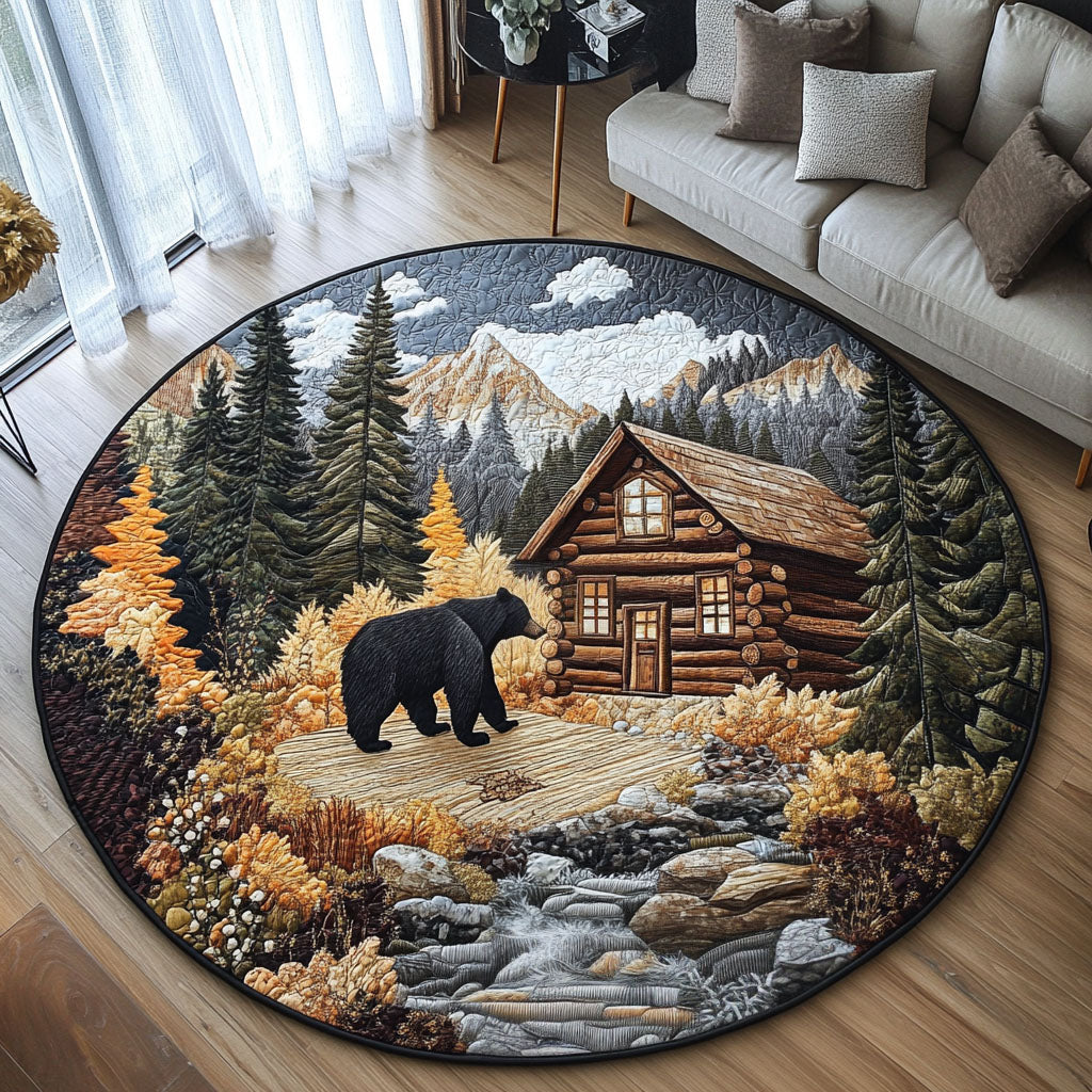 Forest Bear Lodge Quilted Round Mat Entryway Christmas Decor Ideas Christmas Bear Gifts