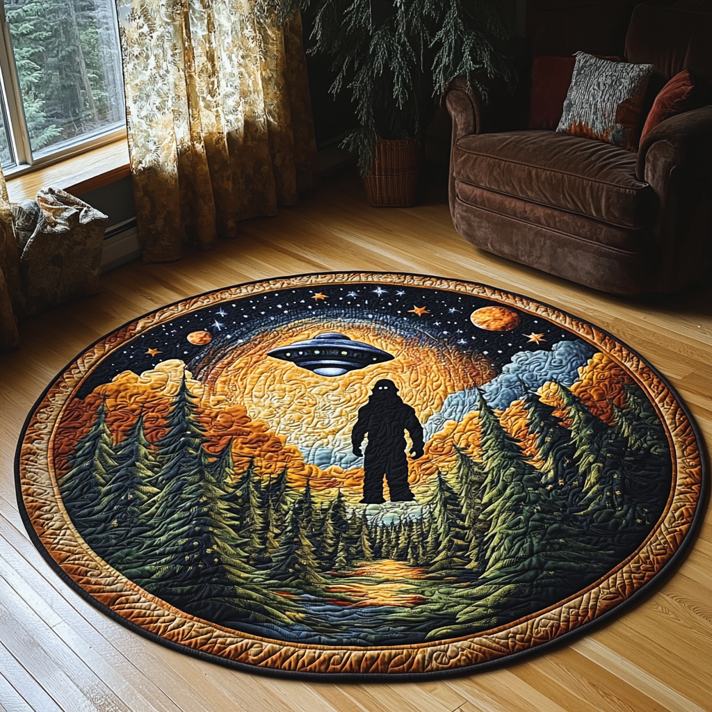 Forest Cryptic Whiper Quilted Round Mat Door Entrance Decor Forest Themed Gifts