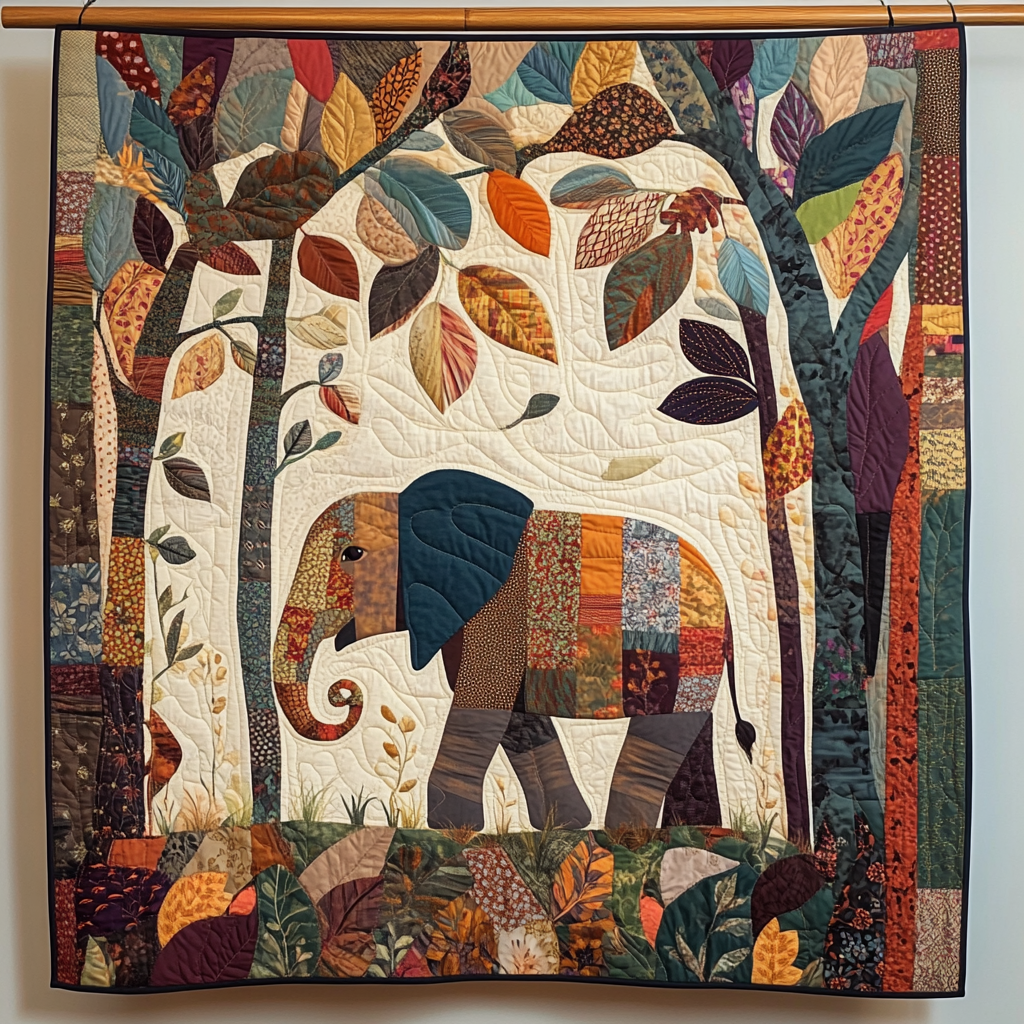 Forest Elephant Quilted Blanket Over The Bed Decor Gifts For Elephant Lovers