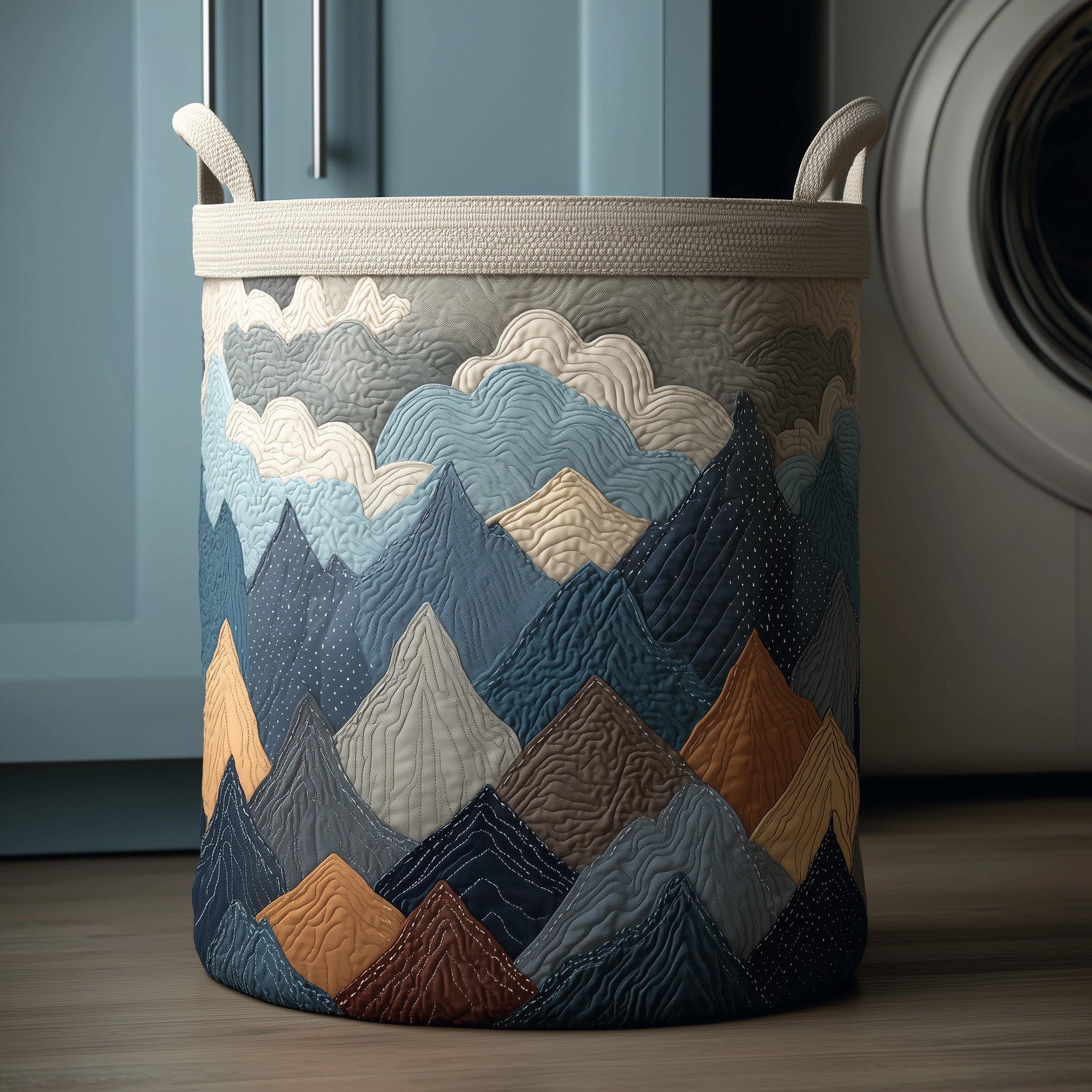 Forest Quilted Laundry Basket Fabric Clothes Basket Storage Present For Mountain Climber