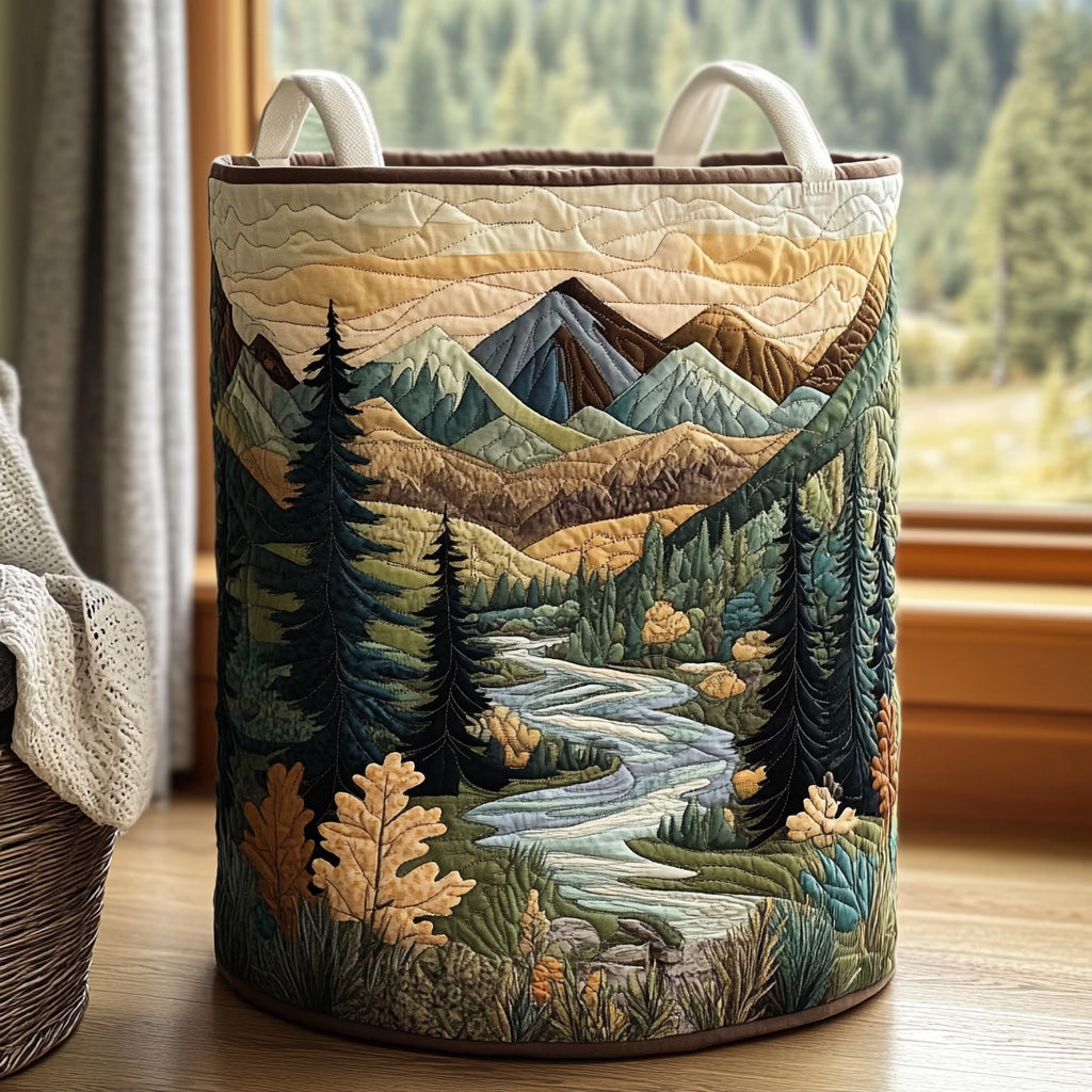 Forest Quilted Laundry Basket Modern Quilted Laundry Basket for Minimalist Decor